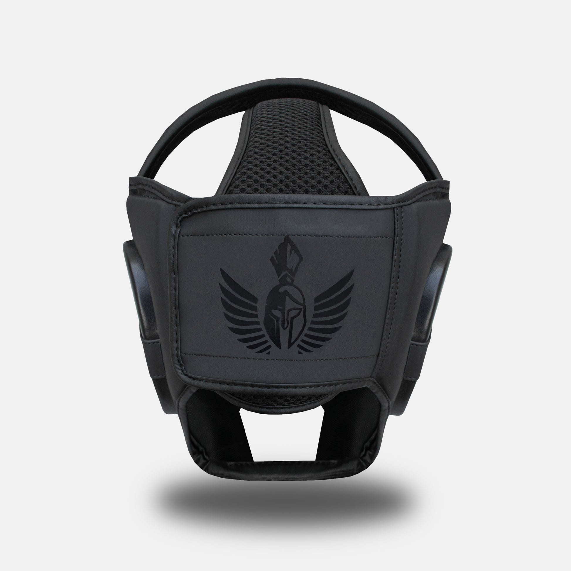 Black on Black GSX head guard shown from the back with detailed padding and logo.