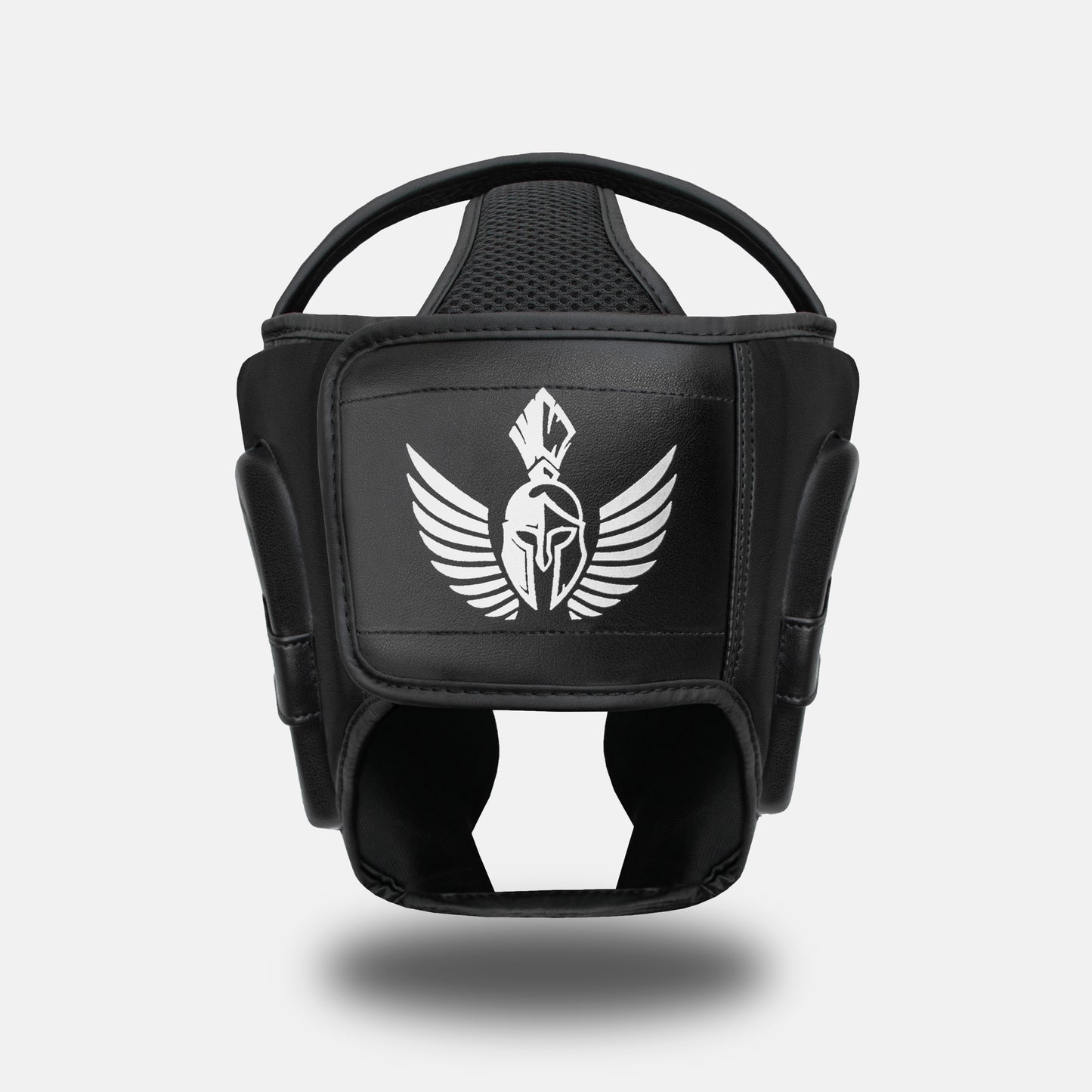 Back view of the GSX White on Black head guard showing its protective padding and design.
