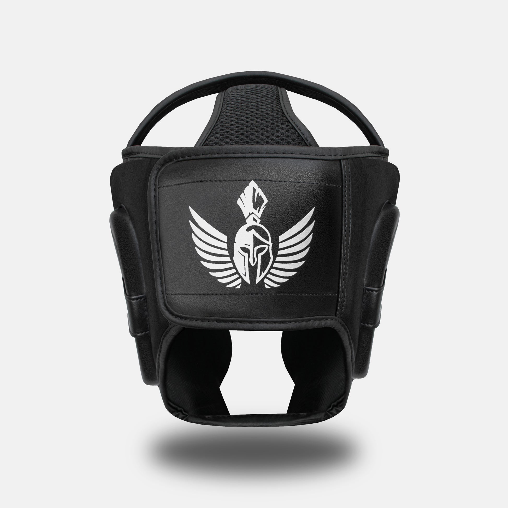 Back view of the GSX White on Black head guard showing its protective padding and design.
